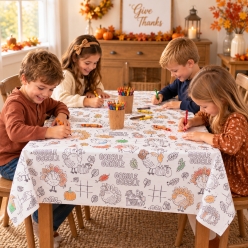 Thanksgiving Colour-In Kids Table Cover